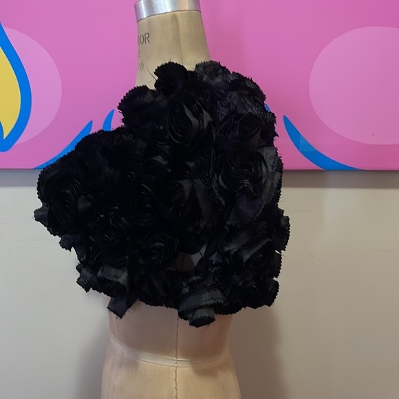 Givenchy Black Satin Roses Bolero Cropped Jacket - Picture 7 of 11